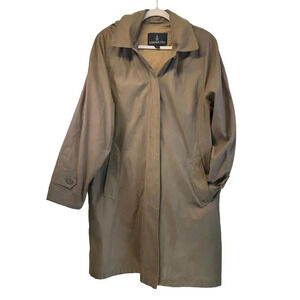 LONDON FOG Womens Brown L-Reg Long Hooded Lining Coat Slit Back FLAWS